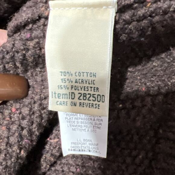 L.L. Bean Brown Chunky Knit Open Front Shawl Collar Cardigan Sweater Women Large - Picture 8 of 11